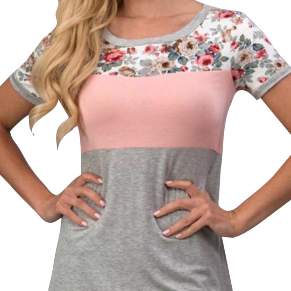 Color Block Floral Tee 🌺